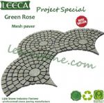 Green rose mesh paver fan shape stone paving