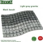 Black basalt light gray granite wavy paving slabs