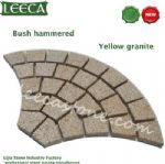 Bush hammered yellow granite fan-shaped paver