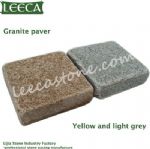 Yellow and light gray granite paver Belgian block