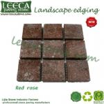 Red porfido square paver landscape stone mat
