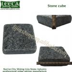 Bush hammered finish dark grey granite stone cube