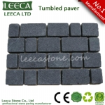 Black basalt tumbled matted paving stone 